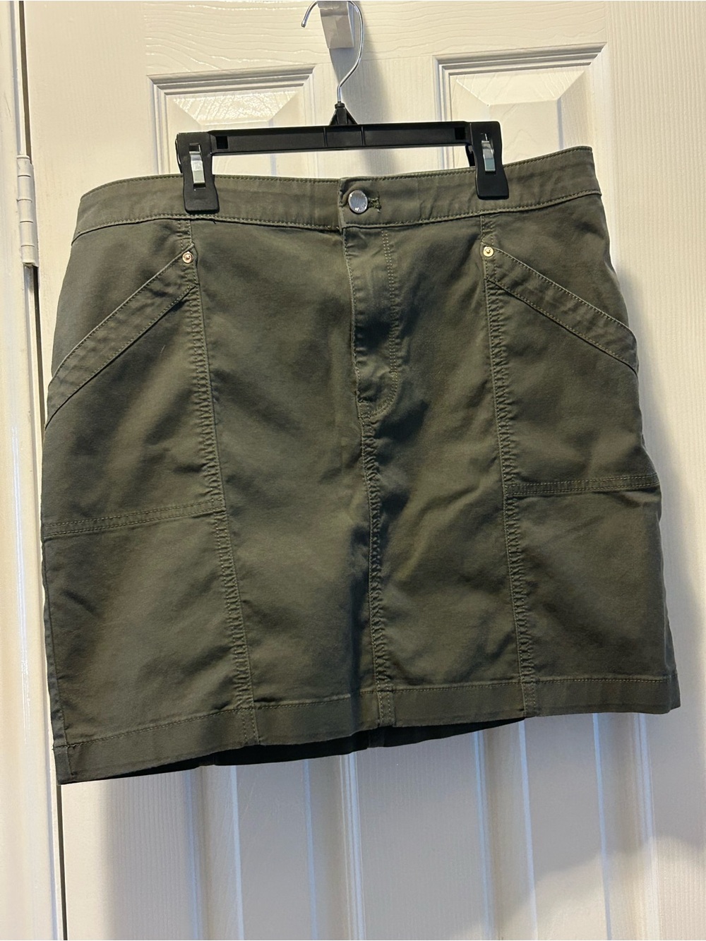White House Black Market Olive Utility Mini Skirt